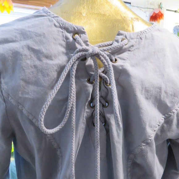 Light grey XCVI ruched tie neck dress - size large - great condition - Picture 2 of 7